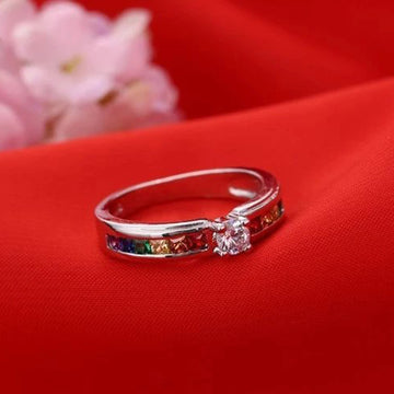 925 Sterling Silver Color Rainbow Cubic Zircon Rings - LaVie Jewelery