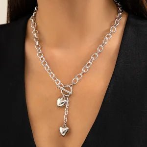 Stainless Steel Heart Pendant Choker Necklace - LaVie Jewelery