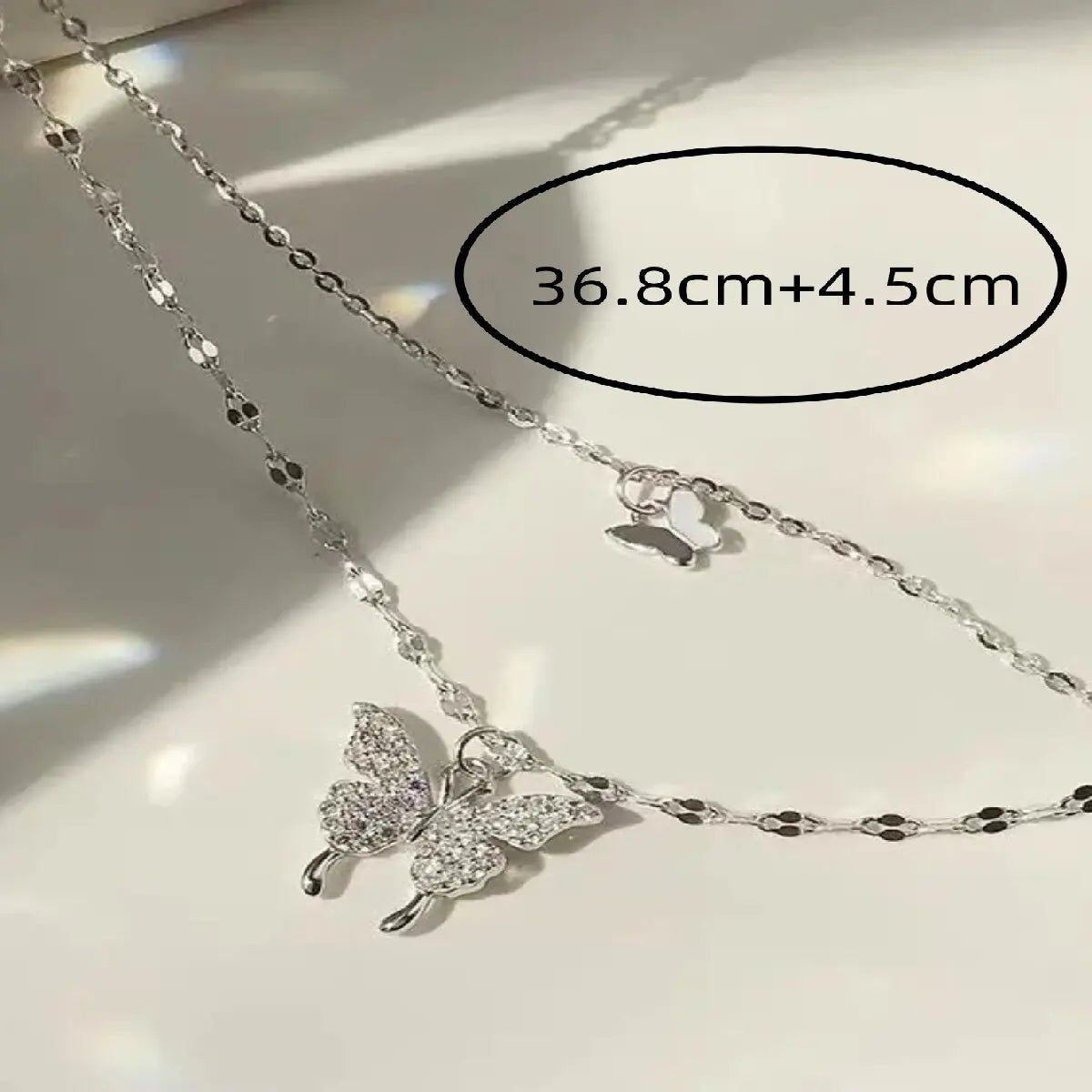 Lats Sparkling Double Layer Butterfly Collar Chain Necklace - LaVie Jewelery