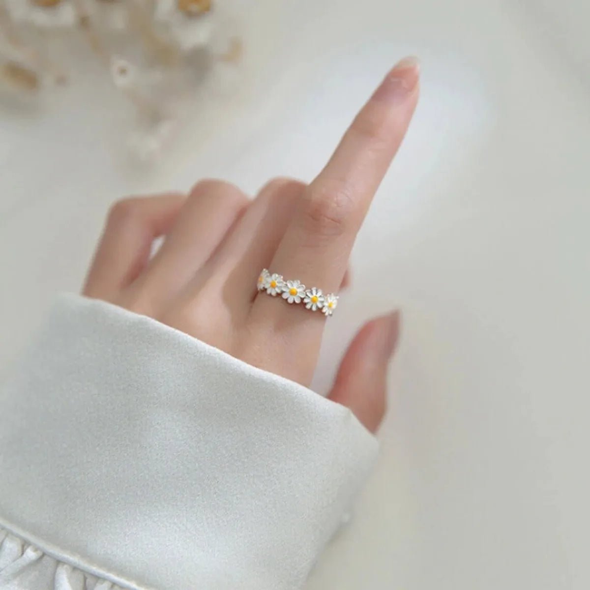 Daisy Flowers Exquisite Enamel Sunflower Open Rings - LaVie Jewelery