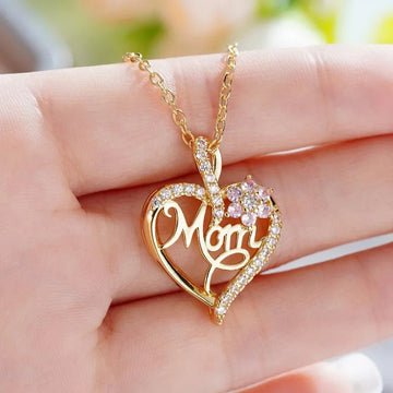 Elegant Hollow Heart Rhinestone Pendant Necklace - LaVie Jewelery