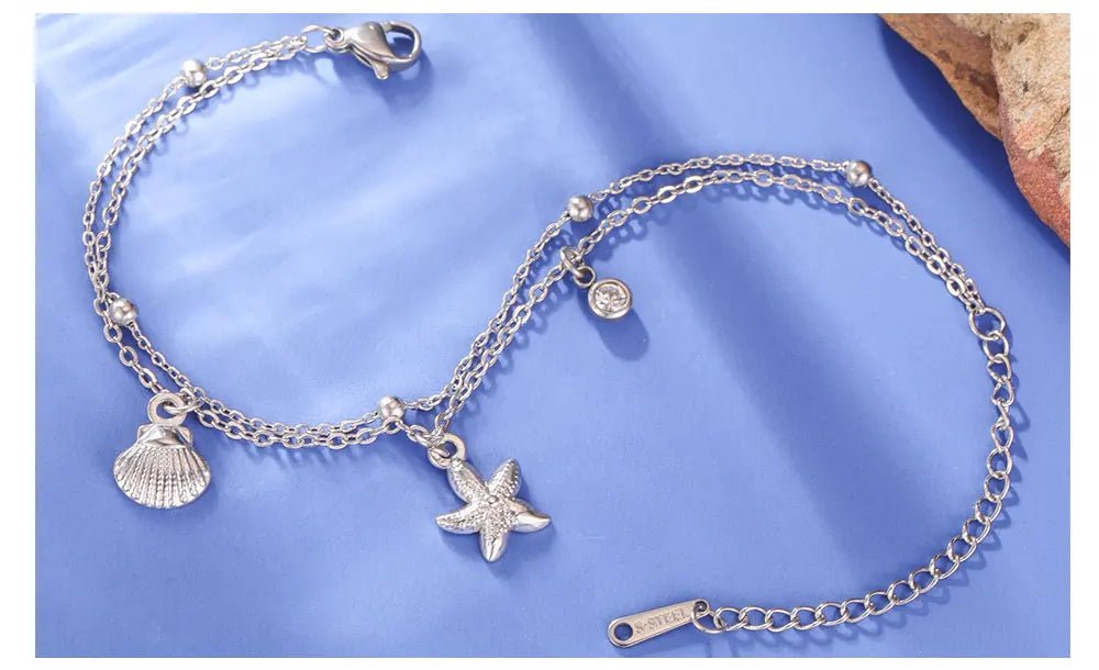 Stainless Steel Starfish Seashell Charms Bracelet - LaVie Jewelery