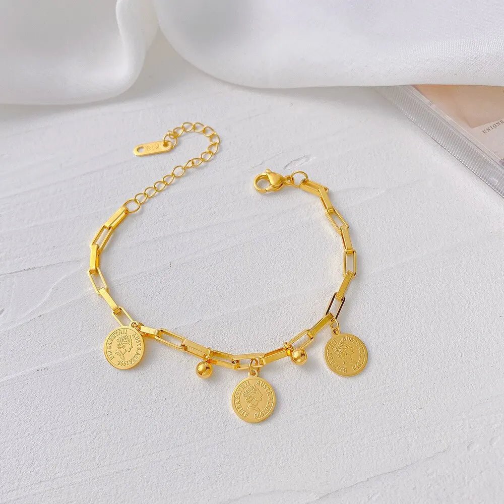 Gold Stainless Steel Pendant Bracelet - LaVie Jewelery