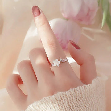 Cubic Zircon Flower Opening Rings - LaVie Jewelery