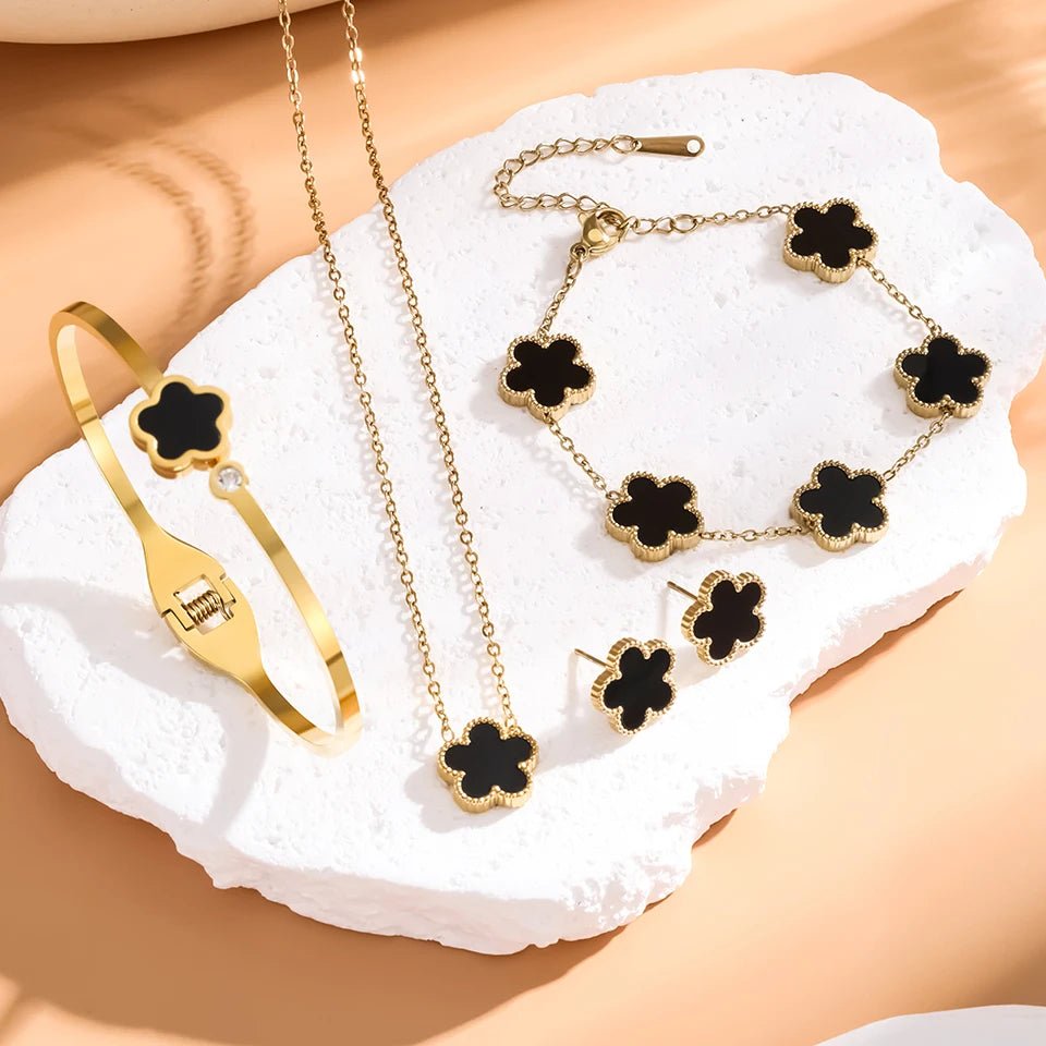 Stainless Steel Luxury Plum Blossom Jewelry Sets - LaVie Jewelery