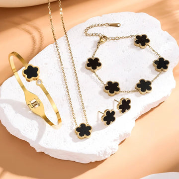 Stainless Steel Luxury Plum Blossom Jewelry Sets - LaVie Jewelery