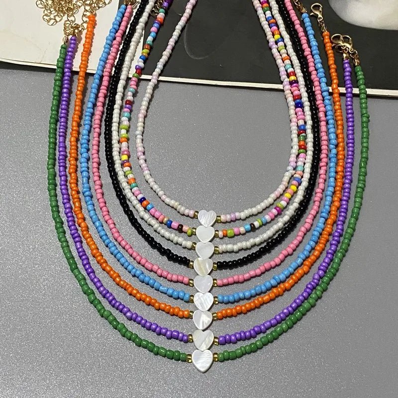 Colorful Love Heart Design Seed Beads Choker Nekklace - LaVie Jewelery