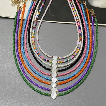 Colorful Love Heart Design Seed Beads Choker Nekklace - LaVie Jewelery