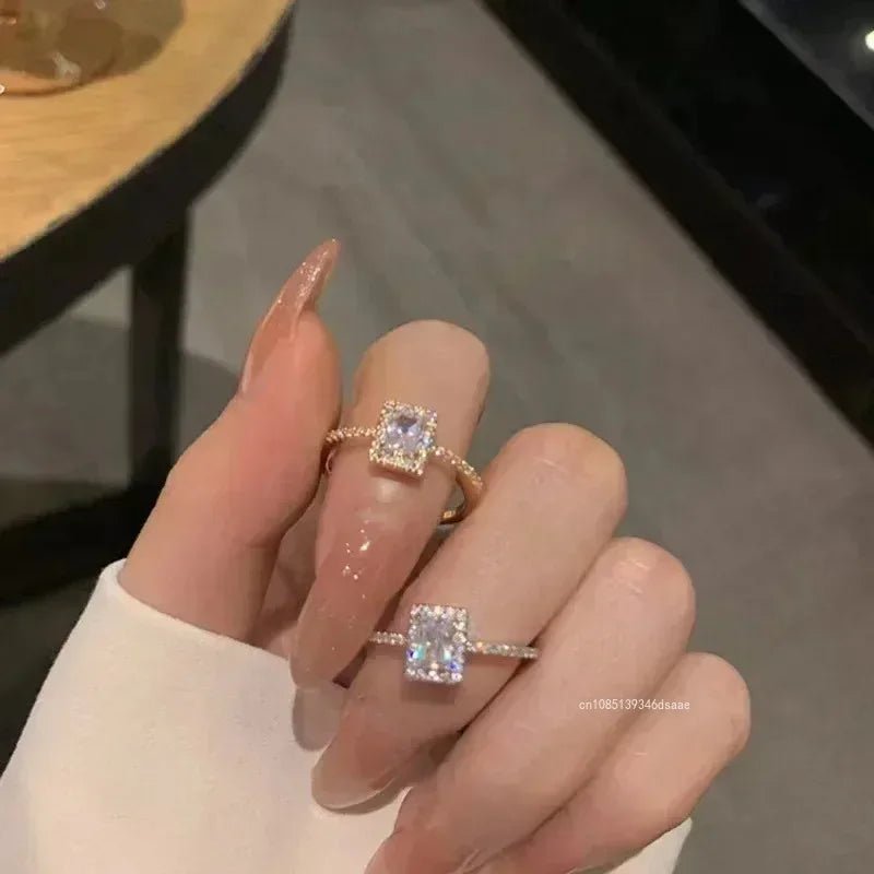 French Square Moissanite Wedding Engagement Rings - LaVie Jewelery