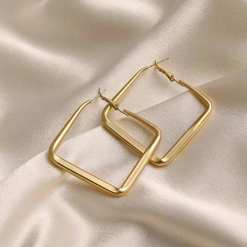 Gold Color Square Hoop Earrings - LaVie Jewelery