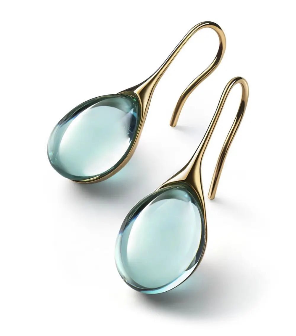 Gold Color Inlay Natural Stone Earrings - LaVie Jewelery