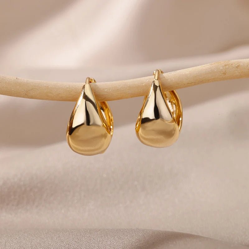 Stainless Steel Chunky Flat Small Circle Hoop Earrings - LaVie Jewelery