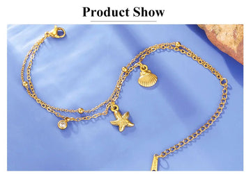 Stainless Steel Starfish Seashell Charms Bracelet - LaVie Jewelery