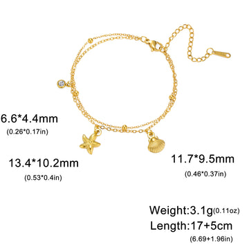 Stainless Steel Starfish Seashell Charms Bracelet - LaVie Jewelery