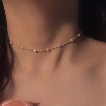 Gold Color New Beads Pearl Choker Necklace - LaVie Jewelery