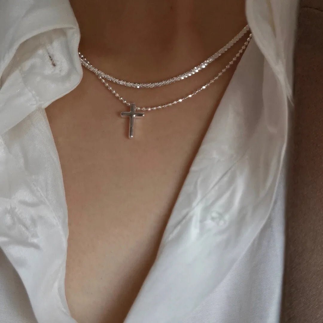 Silver Color Sparkling Clavicle Chain Choker Necklace - LaVie Jewelery