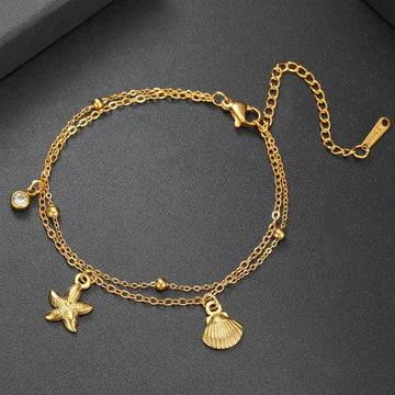 Stainless Steel Starfish Seashell Charms Bracelet - LaVie Jewelery