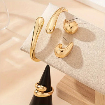Waterdrop Shaped Open Bracelet Earring Bangle Set - LaVie Jewelery