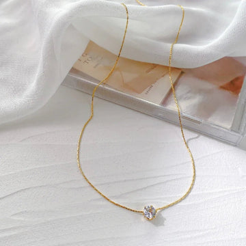 Stainless Steel Gold Zircon Charm Necklace - LaVie Jewelery