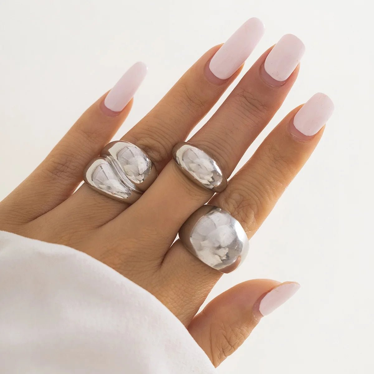 Punk Gothic Style 3 - Piece set of Abstract Geometric Irregular Rings - LaVie Jewelery