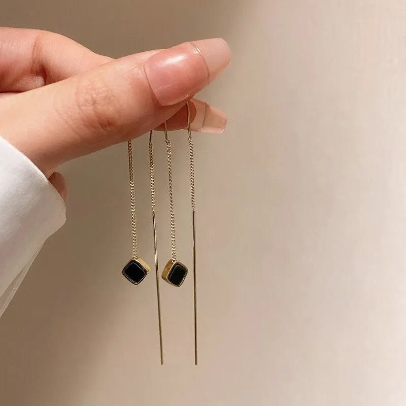 Korean Fashion Gold Color Long Tassel Dangle Earrings - LaVie Jewelery