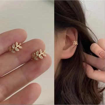Cute Metal Leaf Earcuff Clips On Earrings - LaVie Jewelery