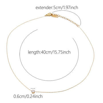 Stainless Steel Gold Zircon Charm Necklace - LaVie Jewelery