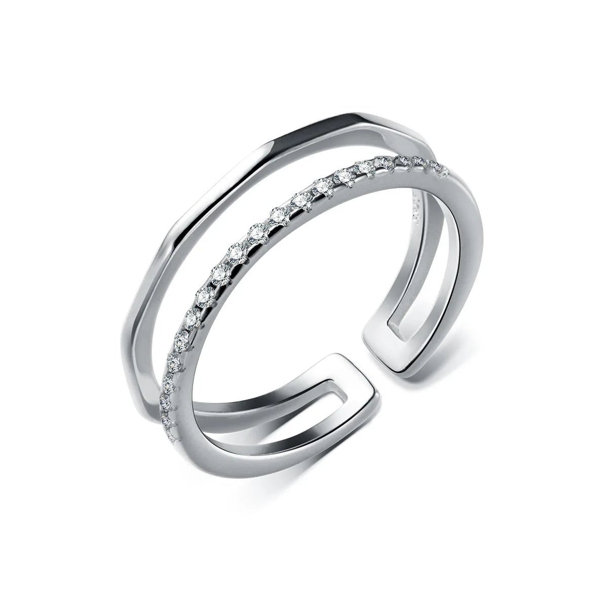 925 Sterling Silver Minimalist Handmade Double Zircon Rings - LaVie Jewelery