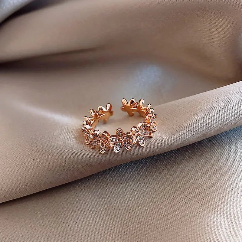 Cubic Zircon Flower Opening Rings - LaVie Jewelery