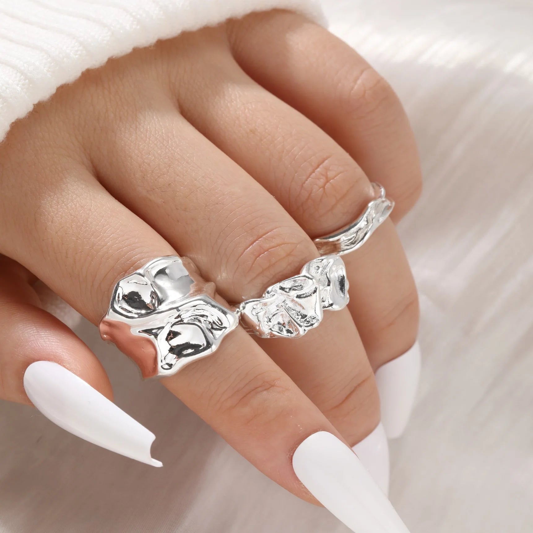 Punk Gothic Style 3 - Piece set of Abstract Geometric Irregular Rings - LaVie Jewelery
