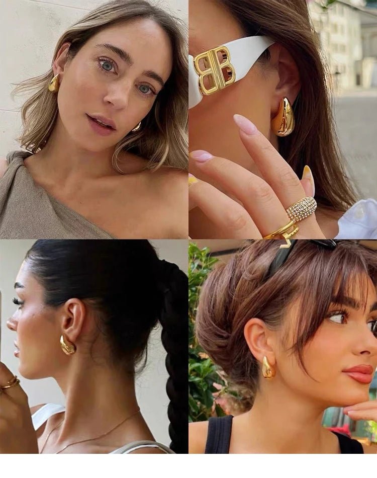 Gold Plated Teardrop Stud Earrings - LaVie Jewelery