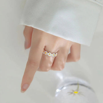 Daisy Flowers Exquisite Enamel Sunflower Open Rings - LaVie Jewelery