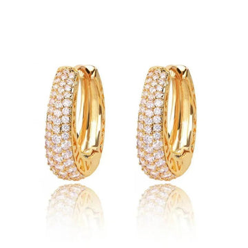 Dazzling Cubic Zirconia Stone Gold Color Hoop Earrings - LaVie Jewelery