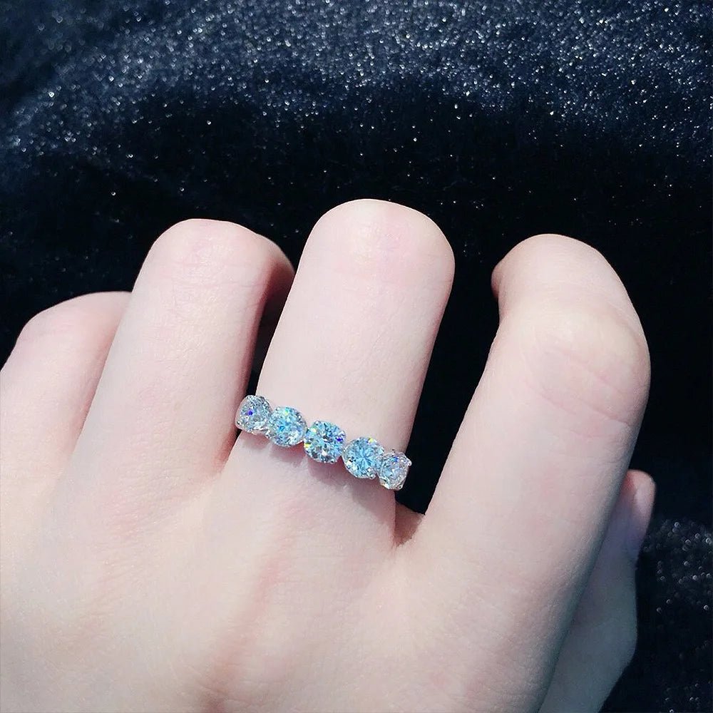 925 Sterling Silver Single Row Elegant Crystal Moissanite Rings - LaVie Jewelery