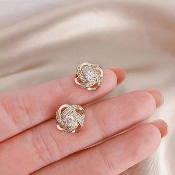 Korean Elegant Zircon Heart Flower Earrings - LaVie Jewelery