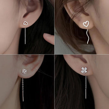 Korean Style Long Tassel Heart Drop Earrings - LaVie Jewelery