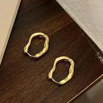Vintage Silver Plated Stainless Steel Irregular Hoop Earrings - LaVie Jewelery