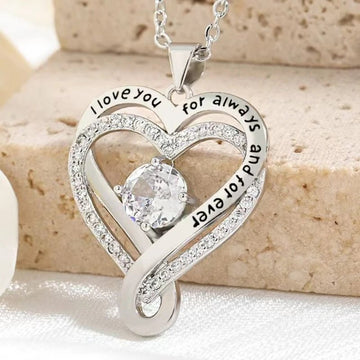 Elegant Hollow Heart Rhinestone Pendant Necklace - LaVie Jewelery