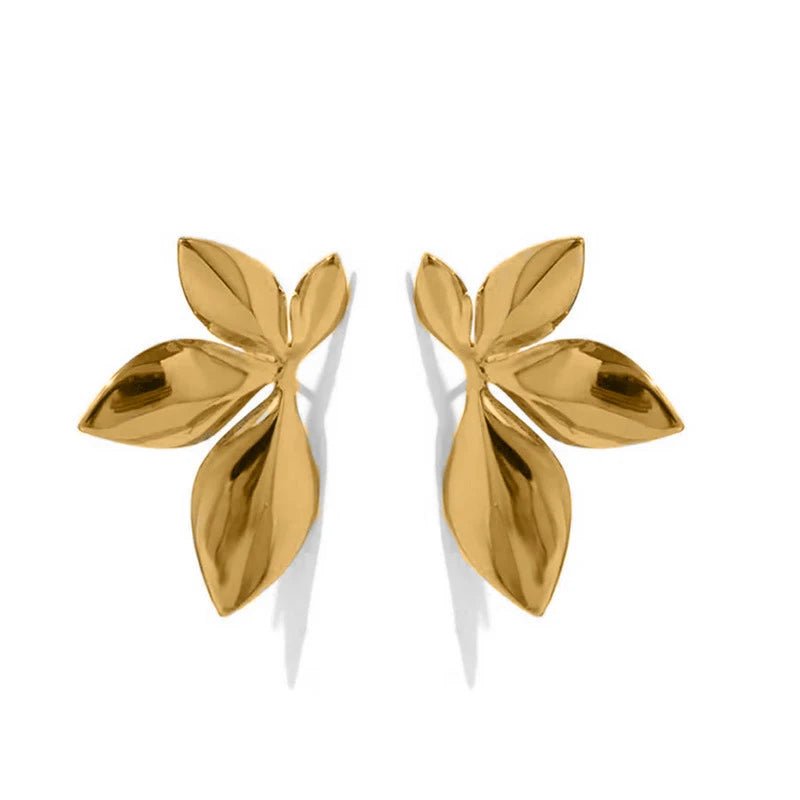 Stainless Steel Leaves Flower Stud Earrings - LaVie Jewelery