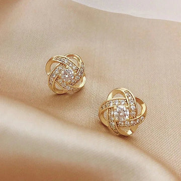 Korean Elegant Zircon Heart Flower Earrings - LaVie Jewelery
