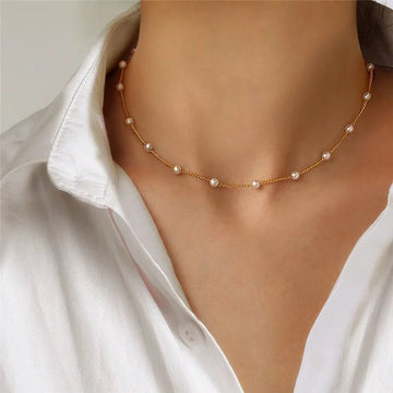 Gold Color New Beads Pearl Choker Necklace - LaVie Jewelery