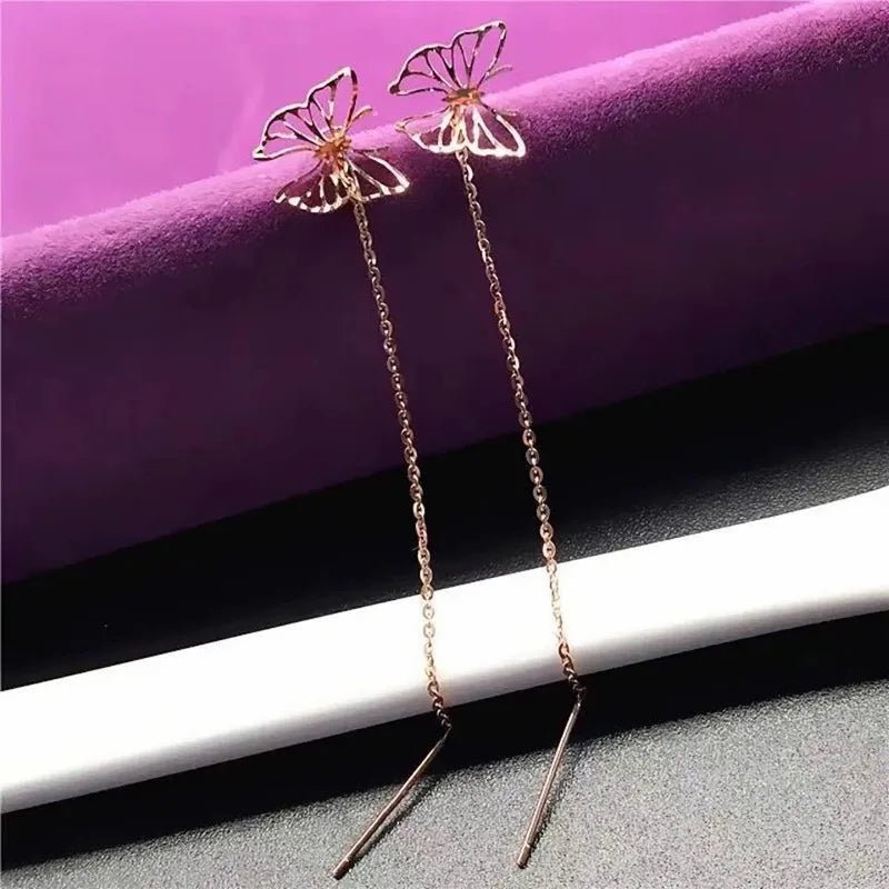 Korean Style Long Tassel Heart Drop Earrings - LaVie Jewelery