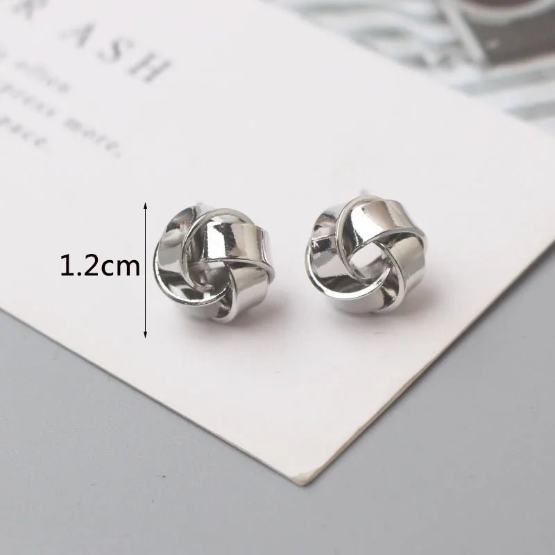 Gold Color Tiny Twist Metal Stud Earrings - LaVie Jewelery