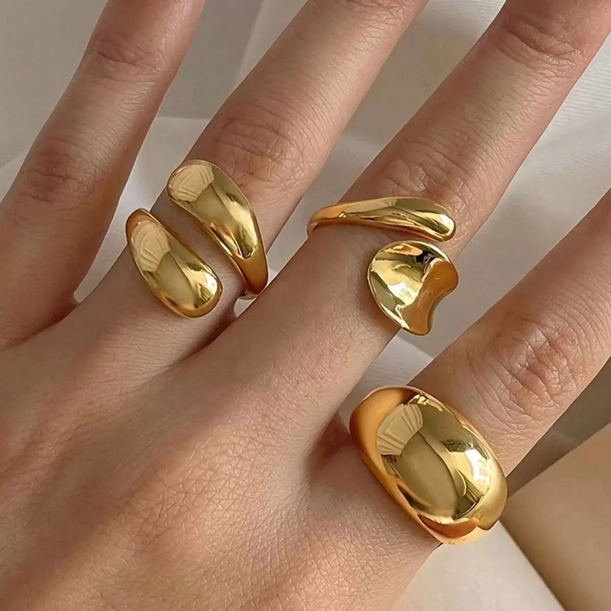 Punk Gothic Style 3 - Piece set of Abstract Geometric Irregular Rings - LaVie Jewelery