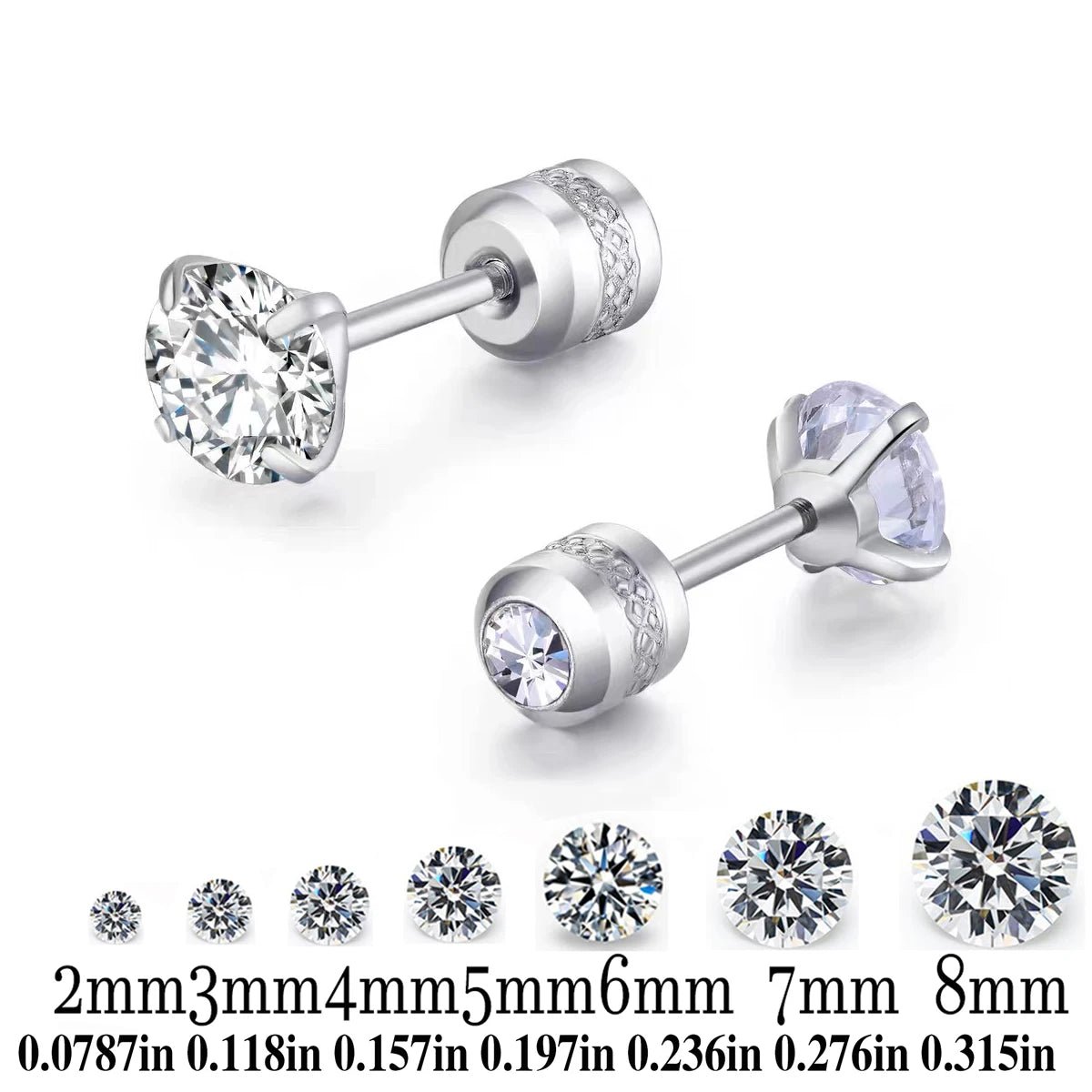 Titanium Steel Zircon Stud Earrings - LaVie Jewelery