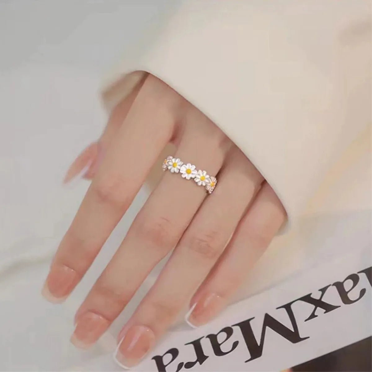 Daisy Flowers Exquisite Enamel Sunflower Open Rings - LaVie Jewelery