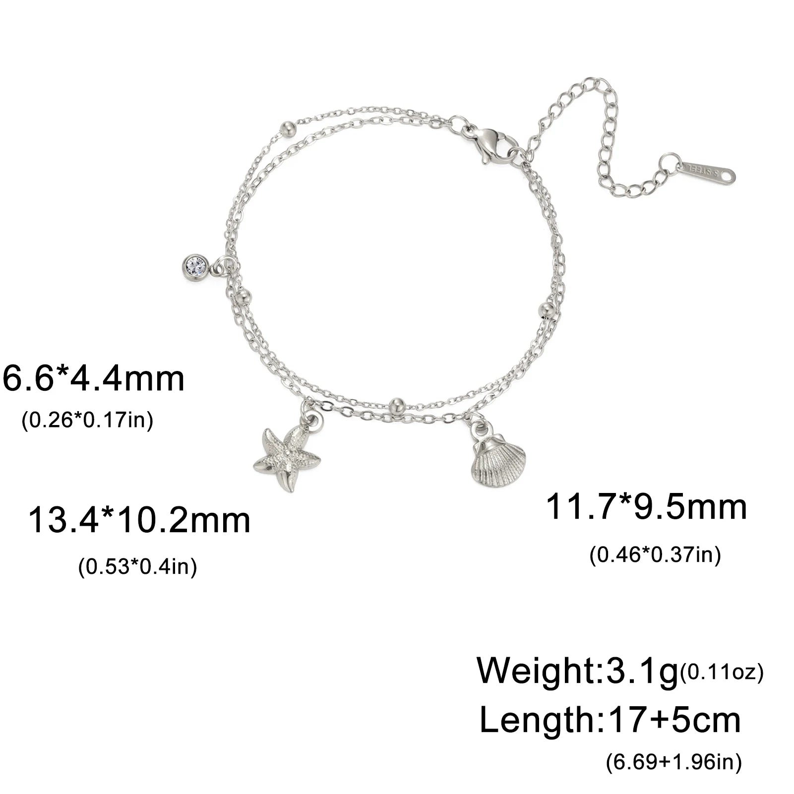 Stainless Steel Starfish Seashell Charms Bracelet - LaVie Jewelery
