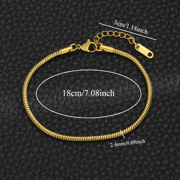 Stainless Steel Round Bone Chain Bracelet - LaVie Jewelery