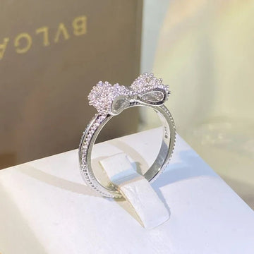 Fancy Bow Ring with Dazzling CZ Sterling Silver - LaVie Jewelery