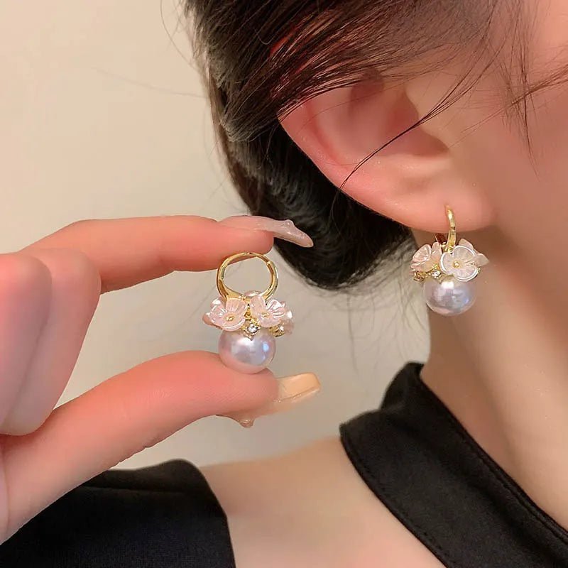 Elegant Multi - Flower Pearl Earrings - LaVie Jewelery